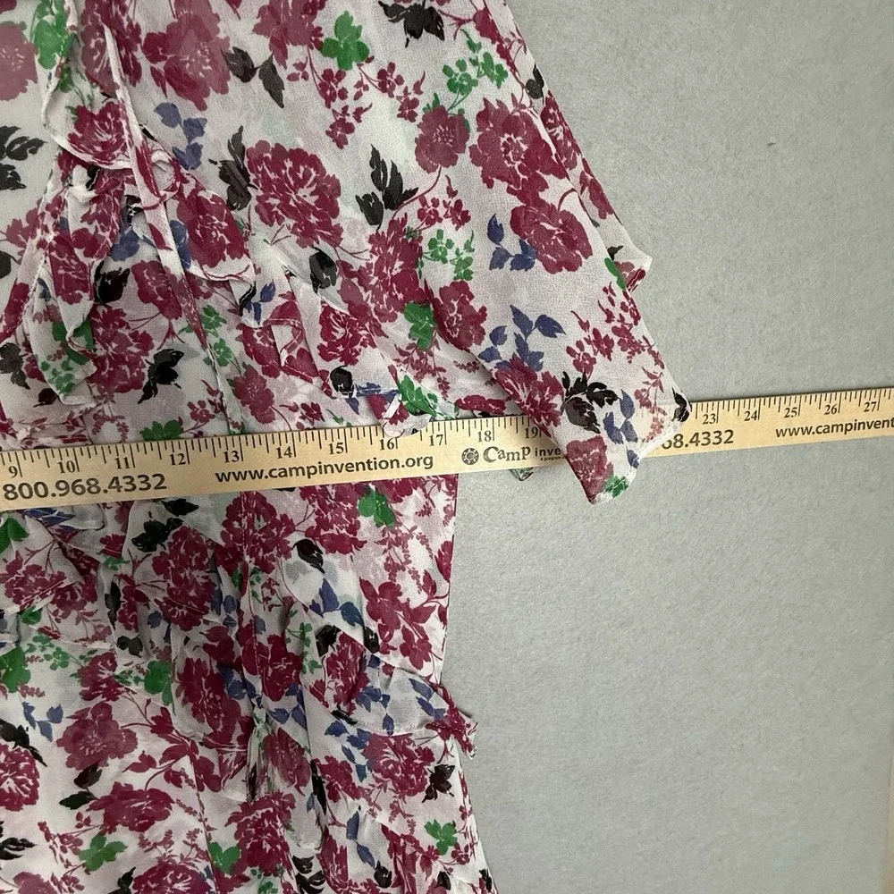 MISA Los Angeles Floral Chiffon Maxi Dress Sz S White Pink Ruffle‎ Tiered - Picture 5 of 11